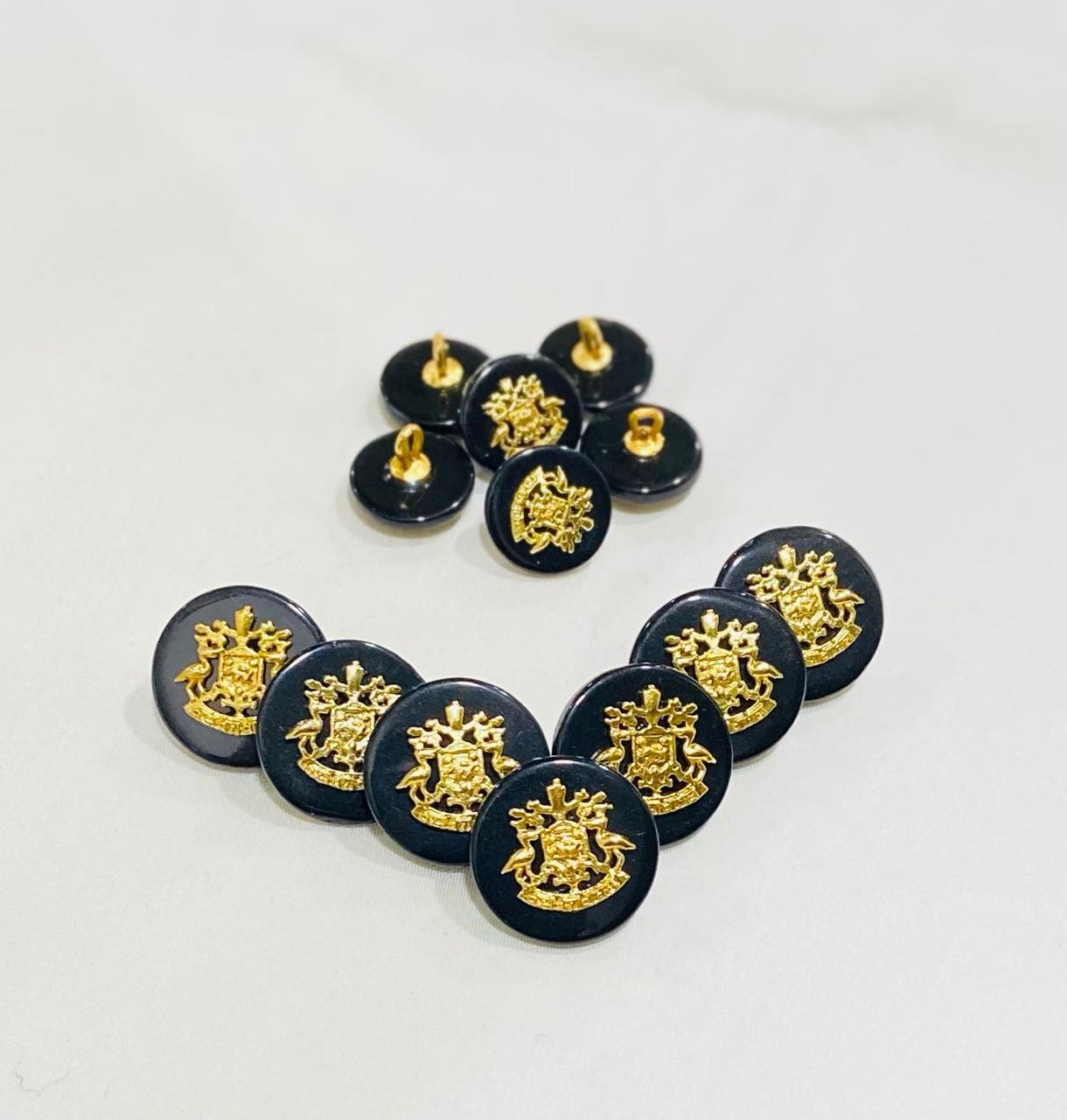 Black Brass Solanki Rajput logo Sherwani Buttons Set