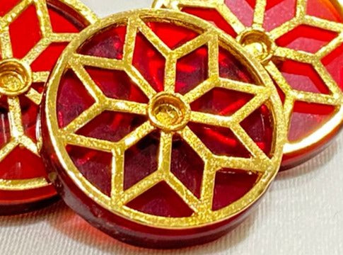 Handmade Red Lily Golden Border Buttons