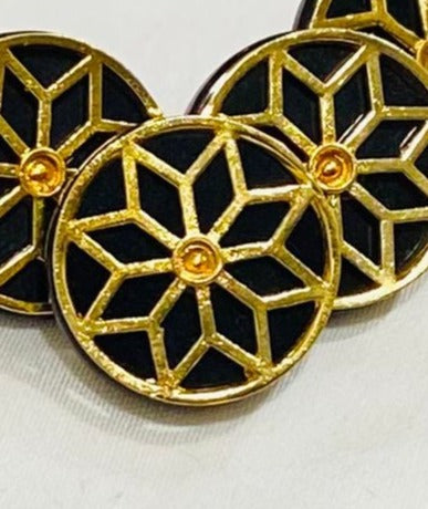 Handmade Black Lily Golden Border Buttons