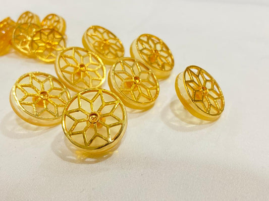 Handmade Yellow Lily Golden Border Buttons