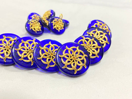 Handmade Beautiful Royal Blue Dahila Flower Buttons
