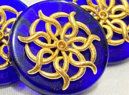 Handmade Beautiful Royal Blue Dahila Flower Buttons