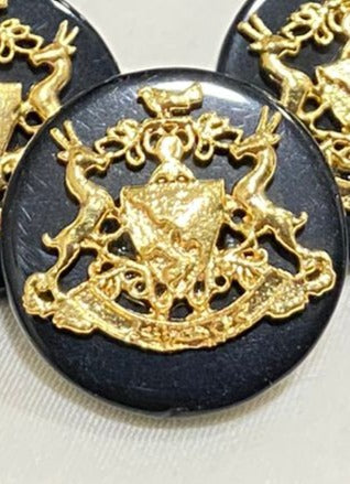 Golden Brass Bhati Rajput logo Black Base Sherwani Buttons Set