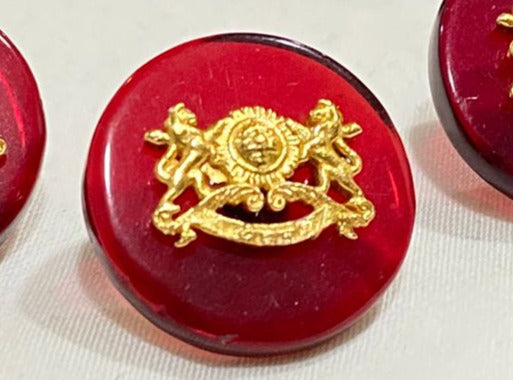 Red Base Metal  Rajputana Chauhan Logo Buttons