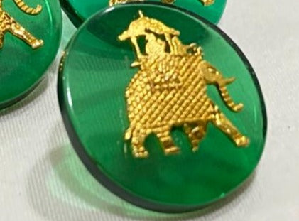 Green Base Color Metal Elephant Logo Rajputana Buttons